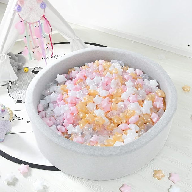 STARBOLO Star Ball Pit Balls for Toddlers -100pcs Stars 2.55-Inch Phthalate Free BPA Free Non-Toxic Crush Proof Play Balls for Play Tent Pool Playhouse Playpen Party Decoration.