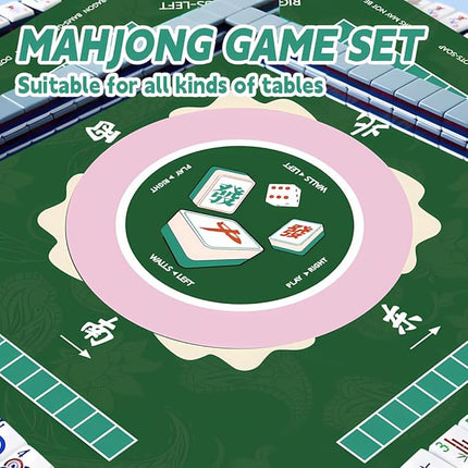 Mahjong Mat, Non-Slip Noise Reduction Mahjong Mat for Mahjong Table, Game Mat Suitable for Mahjong, Card Games, Board Games, 32 in * 32 in Game Mat, Can Be Stored in Our Storage Bag (Green)