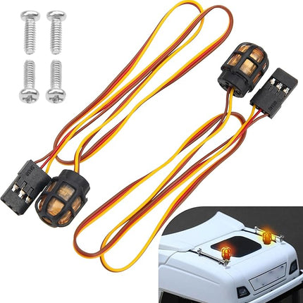 ShareGoo 2Pcs RC Car LED Light RC Beacon Light Strobing-Blasting/Flashing/Rotating Mode Compatible with Traxxas Axial 1/10 1/12 1/16 RC Crawler Car 1/14 Tamiya Tractor Truck (Orange)
