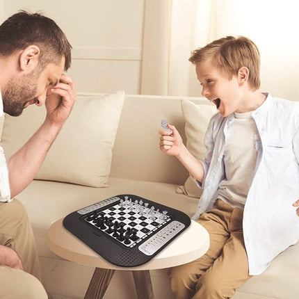 Lexibook Chessman® FX, Electronic Chess Game with Tactile Keyboard and Light and Sound Effects, 32 Pieces, 64 Levels of Difficulty, Family Board Game, Black/Grey, CG1335