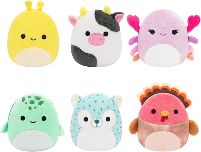 Squishmallows Original Micromallows 6-Pack – Cailey Crab, Cole Turtle, Connor Cow, GAVI Turkey, Hasani Hedgehog, Zarina Banana Slug