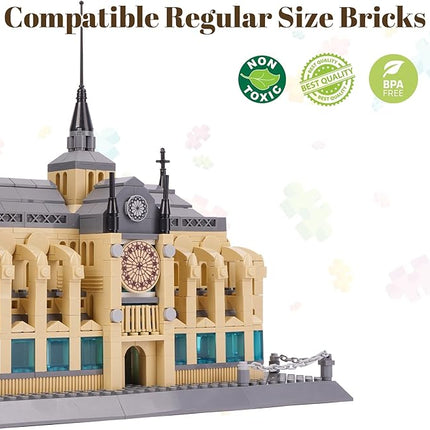 Notre Dame de Paris Building Blocks Set, World Famous History Architectural Model Kit, French Landmark Collection Set for Adults Kids 8+, Gift & Office Home Décor, 1382 PCS