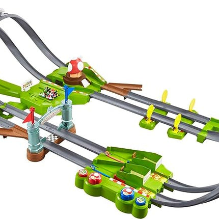 Hot Wheels Mario Kart Circuit Track Set & 2 Toy Vehicles, Racing Playset Includes Booster, Plus Mario & Yoshi Karts (Amazon Exclusive)