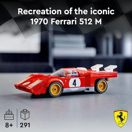 LEGO Speed Champions 1970 Ferrari 512 M 76906 Building Set - Sports Red Race Car Toy, Collectible Model Building Set with Racing Driver Minifigure, Gift for Grandchildren, Boys, Girls and Kids Ages 8+