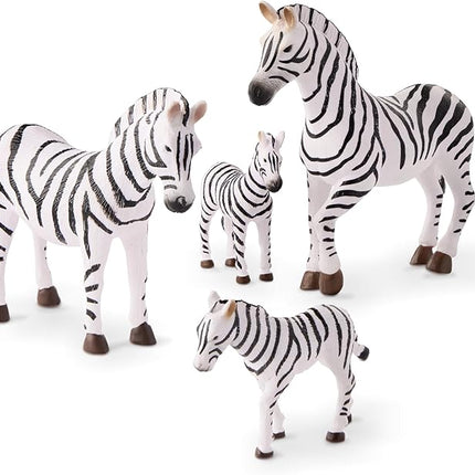 Terra by Battat – 4 Pieces Zebra Family – Realistic Plastic Safari Animals for Kids – Zoo Animal Toys – Educational Figures – Inspires Creative Play – Great Gift for Toddlers & Kids – 3+ Years