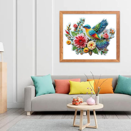 Wooden Puzzles for Adults 493 Pieces, Embroidery Bird Jigsaw Puzzles, Adults Puzzles, Birthday Gifts for Puzzle Lover, Family Brain Game, 14.4x19.3 inch