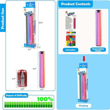 R.Y.TOYS Rotate and Slide Puzzle-Design Patent,Fidget Toys(Restore Order/Create Patterns)8 Colors,20 Layers-Detach Piece for Quick Play,Brain Teaser,Sensory Toys,Birthday Gifts,Easter Basket Stuffers