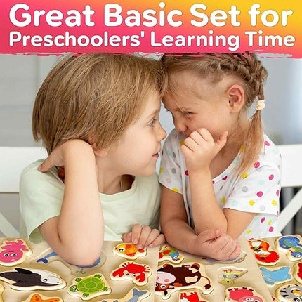 QUOKKA Wooden Puzzles for Toddlers 2-4 – Chunky Matching Puzzles Set –Toddler Montessori Animal Toys with Jumbo Animals Toddler Puzzles Ages 1-3 I FSC Certified Wood