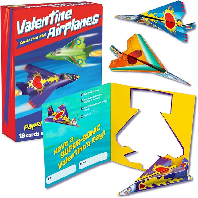 Peaceable Kingdom Valentine's Day Gift for Kids, Fun Party Favors for Classroom, Goodie Bag Stuffers - Paper Plane Valentine