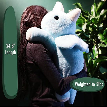 uoozii 24" | 5 Pounds Blue Dinosaur Weighted Stuffed Animals with Unscented Microwavable Heating Pad, Cute Coolable Heatable Weighted Plush Warm Gift for Kids & Adults