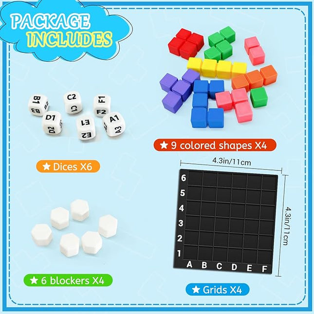 STEM Puzzle Game The Brain Square With 160000+ Solutions Pattern Matching Blocks Brain Teaser Toy Roll Dice & Race Your Opponent to Fill Grid Travel Game for Kids & Teens Back To School Birthday Gift