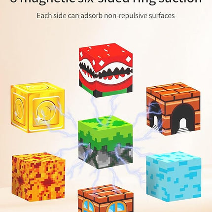 137 Pieces 0.8in Magnetic Blocks - Building Cubes Adventure Game Set, Building Blocks STEM Sensory Creative Toys Games for Kids Boys & Girls