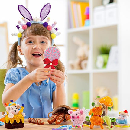 Caydo 300 Pieces Brown Pipe Cleaners, Thick Fluffy Chenille Stems, Pipe Cleaner Crafts for Arts & Crafts, Perfect for Making Animals, Flowers, and Festival Decorations