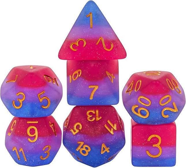 HDdais 7PCS DND Dice Bisexual-Pride Polyhedral Dice Set D&D Homosexual Flag for RPG and Other Tabletop Games(Matte)
