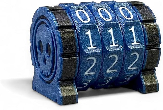 Life Counter Health Tracker for Board Games, TTRPGs, and Card Games with Skull Symbol, Compatible with MTG, 3 Blue Wheels with White Numbers