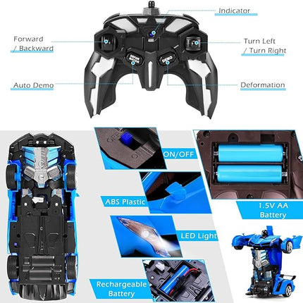 Dolanus Remote Control Car - Transform Robot RC Cars Contains All Batteries: One-Button Deformation and 360 Degree Rotating Drifting, Present Christmas Birthday Gift for Boys/Girls