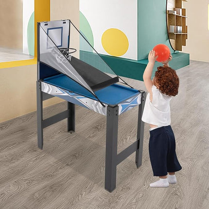 Air Hockey Table, 5-in-1 Multi Game Table for Adults, Indoor Outdoor Combo Game Table with Billiards, Basketball, Hockey, Ping Pong, Safe Archery Target Shooting, Accurate Digital LED Scoreboard