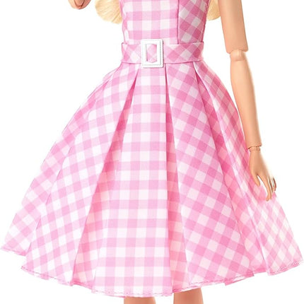 Barbie The Movie Doll, Margot Robbie as, Collectible Doll Wearing Pink and White Gingham Dress with Daisy Chain Necklace