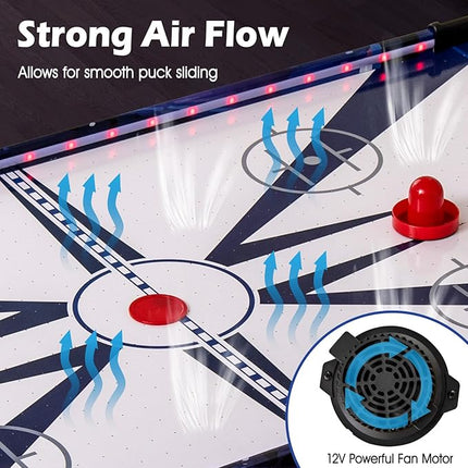 Giantex 54" Air Hockey Table - Arcade Hockey Table Gaming Set w/LED Electronic Scoring & Lights, 2 Pucks, 2 Pushers, Powerful 12V Motor, Air Hockey Game Table for Kids Adults, Game Room, Home, Office