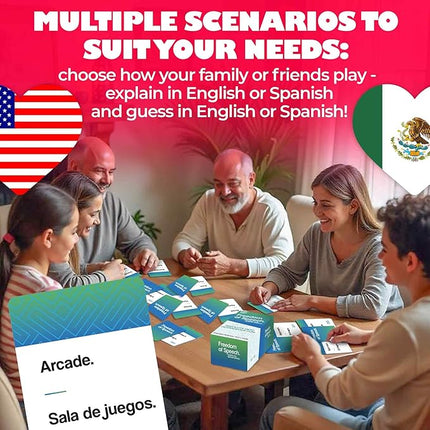QUOKKA Juegos de Mesa en Español para la Familia – 500 Bilingual Spanish & English Card – Fun Party Game for Adults and Kids – Ideal for Game Nights, Dinner Parties, Party Games for Large Groups