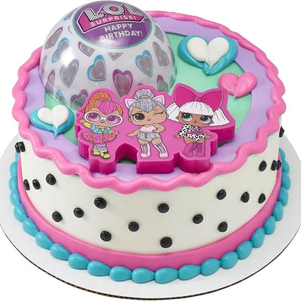 DecoSet® L.O.L. Surprise! Cake Decoration, 4 Piece Cake Topper Set With Cookie Cutter & Sprinkle Shaker! L.O.L. Surprise! Let's Be Friends, For Birthday Party & Celebrations