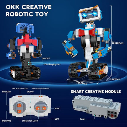 okk Robot Building Toys for Boys, STEM Projects for Kids Ages 8-12, Remote & APP Controlled Engineering Learning Educational Coding DIY Building Kit Rechargeable Robot Toy Gifts for Girls