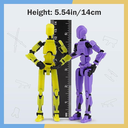 Pre-Assembly 3D Printed 5.54'' Stick Robo 13 Action Figure, Multi-Jointed Titan13, Articulated T13 Desktop Decoration,12 in 1 d13 Accessories Best Birthday Festival Gift