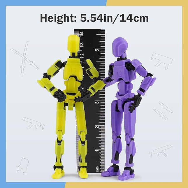 Pre-Assembly 3D Printed 5.54'' Stick 13 Action Figure, Multi-Jointed Tian13, Articulated T13 Desktop Decoration,12 in 1 d13 Accessories, Best Birthday Festival Gift