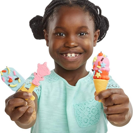 Play-Doh Peppa's Ice Cream Playset with Truck, Peppa Pig and George Figures, and 5 Non-Toxic Modeling Compound Cans, Toy for Kids 3 Years and Up
