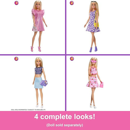 Barbie Dream Closet Toy Playset with Clothes & Accessories, 3-ft-Wide with 25+ Pieces, 4 Complete Fashion Looks
