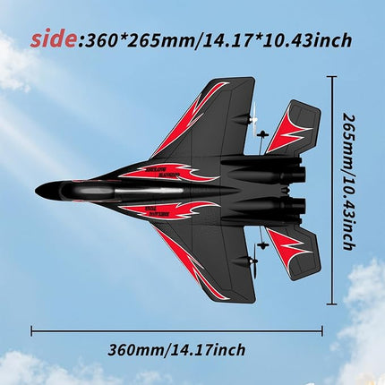 Foam Remote Control Wireless Airplanes RC Planes, Remote Control Fighter Toys, 2CH 2.4Ghz RC Fighter Jet with Light, Hobby Rc Airplanes Easy to Fly for Kids Boys Adults(Black)