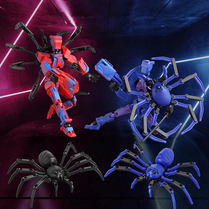 Spider T13 Action Figure Set -Titan 13 Action Figure with Sucker Spider T-13 Collectible 3D Printed Toys Highly Detailed Action Figures for Collectors and Fans （Assembly Required）- Red