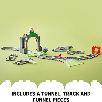 LEGO DUPLO Town Train Tunnel and Tracks Expansion Set - 10 Extra Pieces of Train Tracks - Preschool and Toddler Train Set, Ages 2+ - Building Toy for Boys and Girls - 10425
