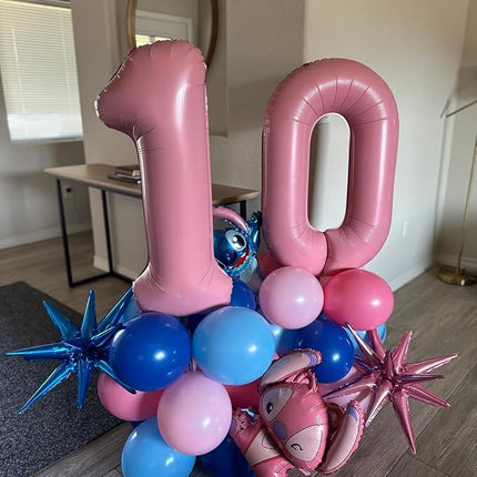 Smlpuame Pastel Pink 10 Balloons, 40 Inch Large Light Pink Foil Number Balloons 0-10, Self-Sealing 10th Birthday Balloon for Girls Women Anniversary Baby Shower Princess Party Decorations Supplies