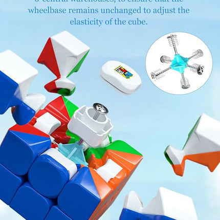 CFMOUR Magnetic Speed Cube 3x3 - Moyu Meilong 3M Stickerless Magic Cubes with Stand - Fast Smooth Problem-Solving Brain Teaser Puzzle Toy for Kids & Adults