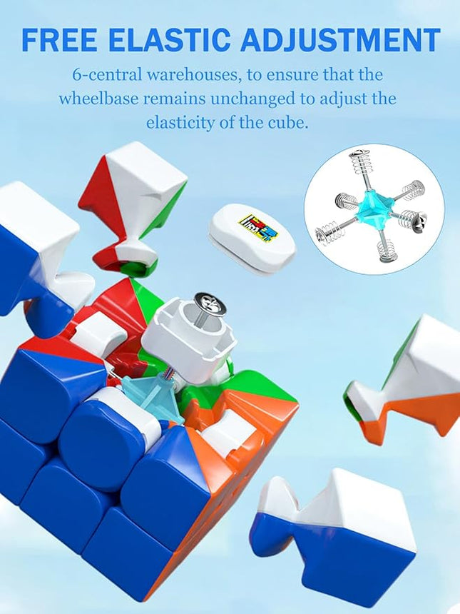 CFMOUR Magnetic Speed Cube 3x3 - Moyu Meilong 3M Stickerless Magic Cubes with Stand - Fast Smooth Problem-Solving Brain Teaser Puzzle Toy for Kids & Adults