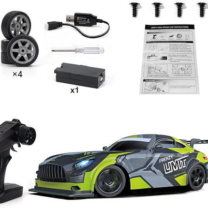 RC Drift Car, 1:16 Scale Remote Control Vehicle for Drift and Race, 2.4GHz 4WD High Speed 20+KM/H Racing Car with LED Lights, Hobby RC Cars Toy Gifts for Teen Adults