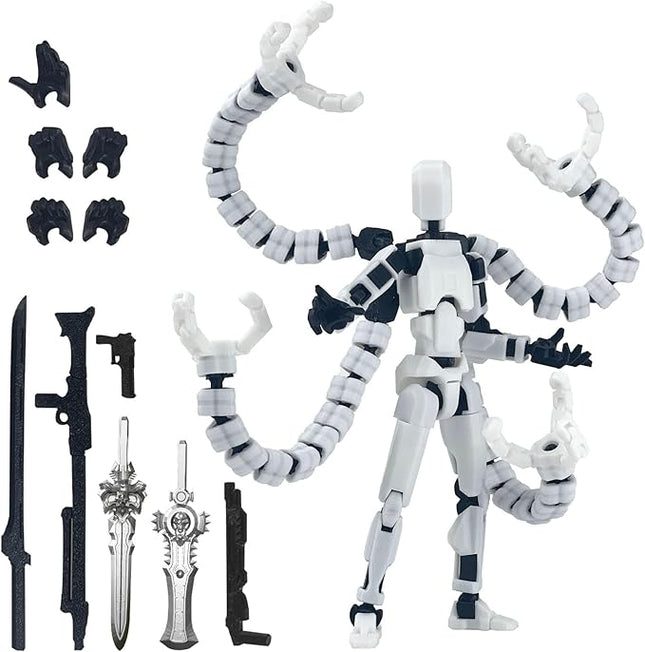 Assembly Completed 7.2in T13 Action Figure 3D Printed Multi-Jointed Movable T 13 Nova 13 Robot 13 Action Figure Desktop Decorations for Game Lovers (Gray2)