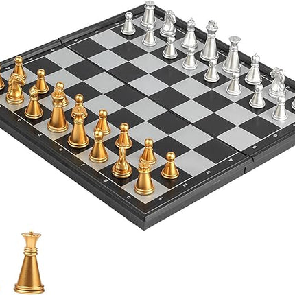 Mini Travel Chess Set Magnetic Vikutu 7.5 Inches Portable Small Folding Chess Board (Small)