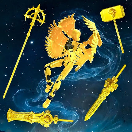 2 Packs T13 Action Figure Set (Assembly Completed) - Titan 13 Robot Movable, 3D Printed Articulated, Full Body Mechanical Doll - Christmas Birthday Gift for Kids Adult (R+G)