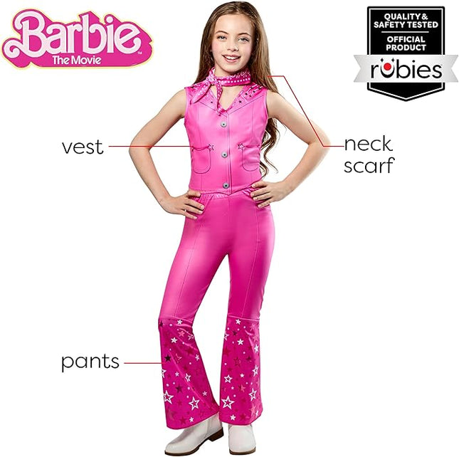 Rubies Girls Barbie Movie Western Barbie Kids Costume Top with Flared Pants and Scarf