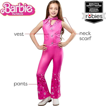 Rubies Girls Barbie Movie Western Barbie Kids Costume Top with Flared Pants and Scarf