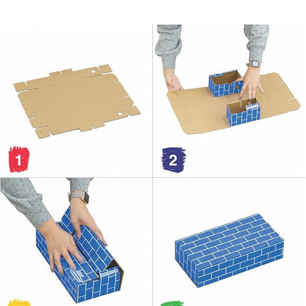 Bankers Box at Play Heavy Duty Jumbo Cardboard Building Blocks, 40 Pack, Large and Medium Toy Blocks for Kids and