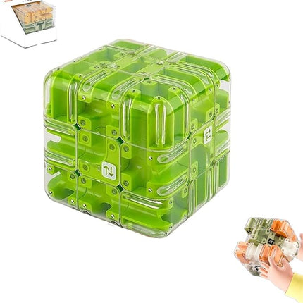 Large Labyrinth 3D Puz-zle Cube, Spatial Awareness Brain Training Toy for Stress Relief & Logic Development, Mind Teaser Challenge Game, Spatial Logic Puzzle for Kids and Adults (Green)