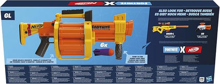 Nerf Fortnite GL Rocket-Firing Blaster - 6-Rocket Drum, Pump-to-Fire - Includes 6 Official Rockets - for Youth, Teen, Adult, Orange