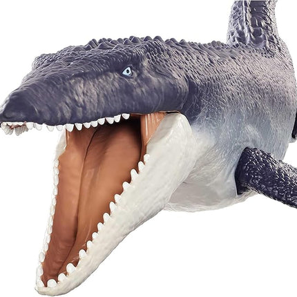 Mattel Jurassic World Dominion Ocean Protector Mosasaurus Dinosaur Action Figure from 1 Pound of Recycled Plastic, Movable Joints, Toy Gift with Physical and Digital Play