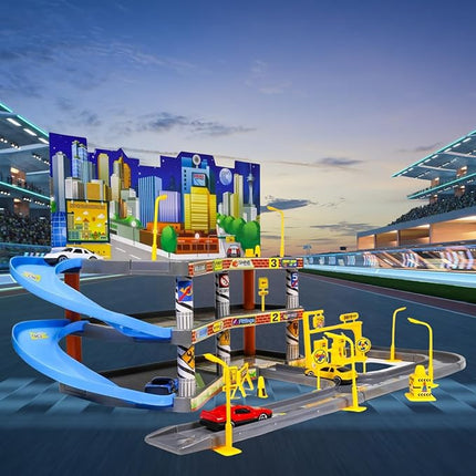 Ultimate Toy Car Garage Diecast Vehicle Playset with 4 Diecast Cars, Boys Ages 3+