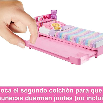 Barbie My First Barbie Doll House Furniture, Bedtime Playset with Trundle Bed, Plush Puppy & Accessories, Toys for Little Kids, 13.5-inch Scale