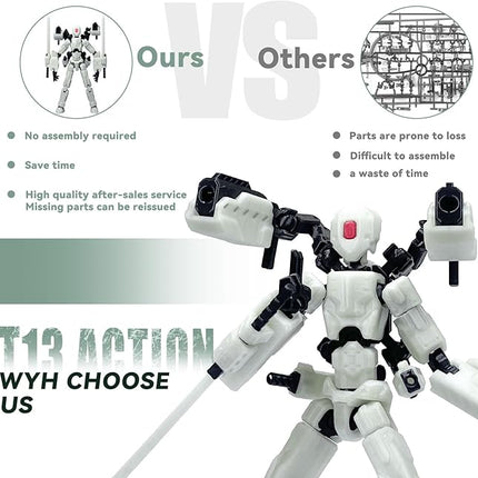 (Assembly Completed) 8 inch T13 Action Figure,T 13 Action Figure Multi-Articular Mobile Robot Nova T-13,Desktop Decorations for Game Lovers Toys (Luminous Color)