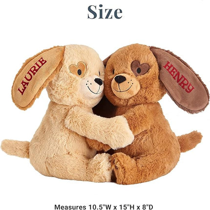 Let's Make Memories Personalized Hugging Plush Puppies - for Birthday - Puppy Love - Dog Stuffed Animal for Kids - for Boy - for Girl